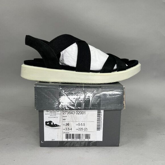 Ecco Flowt Sandals Women's 5.5 Black Elastic Strap Athletic Comfort Flip Flops - Picture 1 of 11